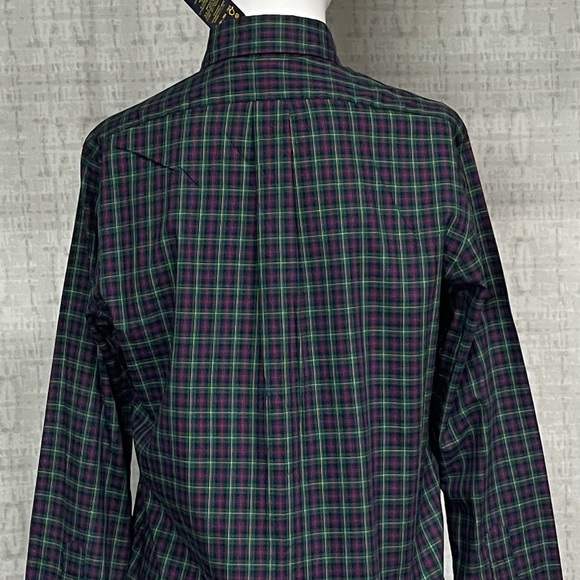 POLO RALPH LAUREN Mens Green Blue Plaid Twill Button Down Shirt Small Brand New - Picture 3 of 5